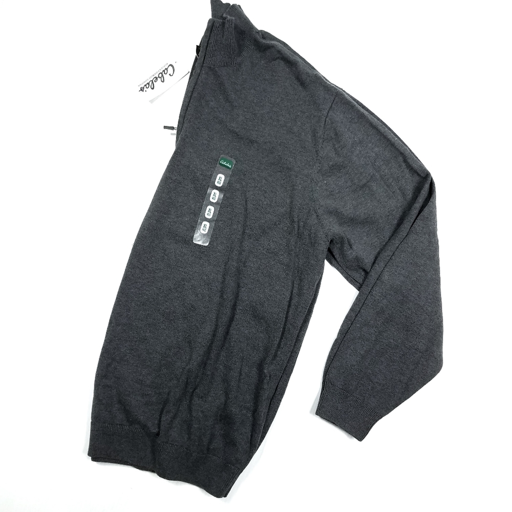 Cabela's Gray Quarter Zip Men's Sweater - Picture 2 of 6
